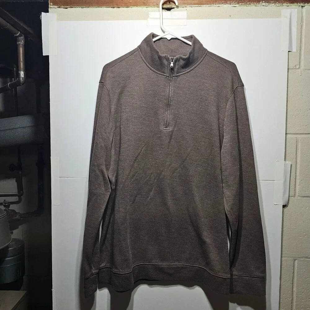 Croft & Barrow Mens Easy Care Extra Soft 1/4 Zip Pullover, Brown,Large